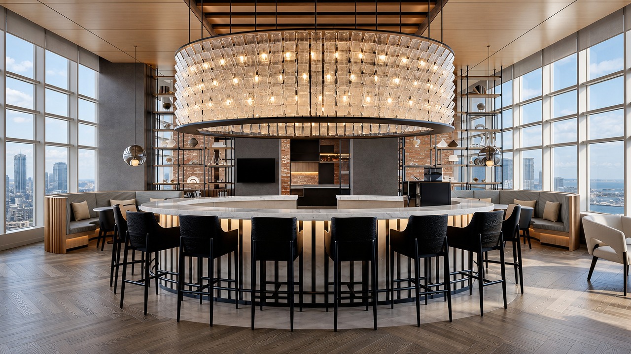 Custom modern hospitality chandelier