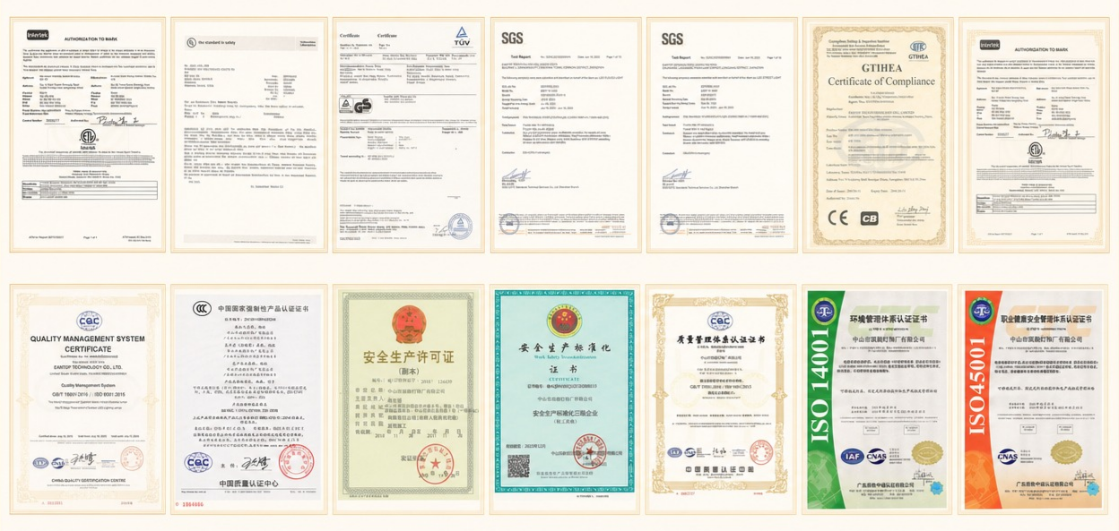 Kinglong Lighting factory qualification certificate documents