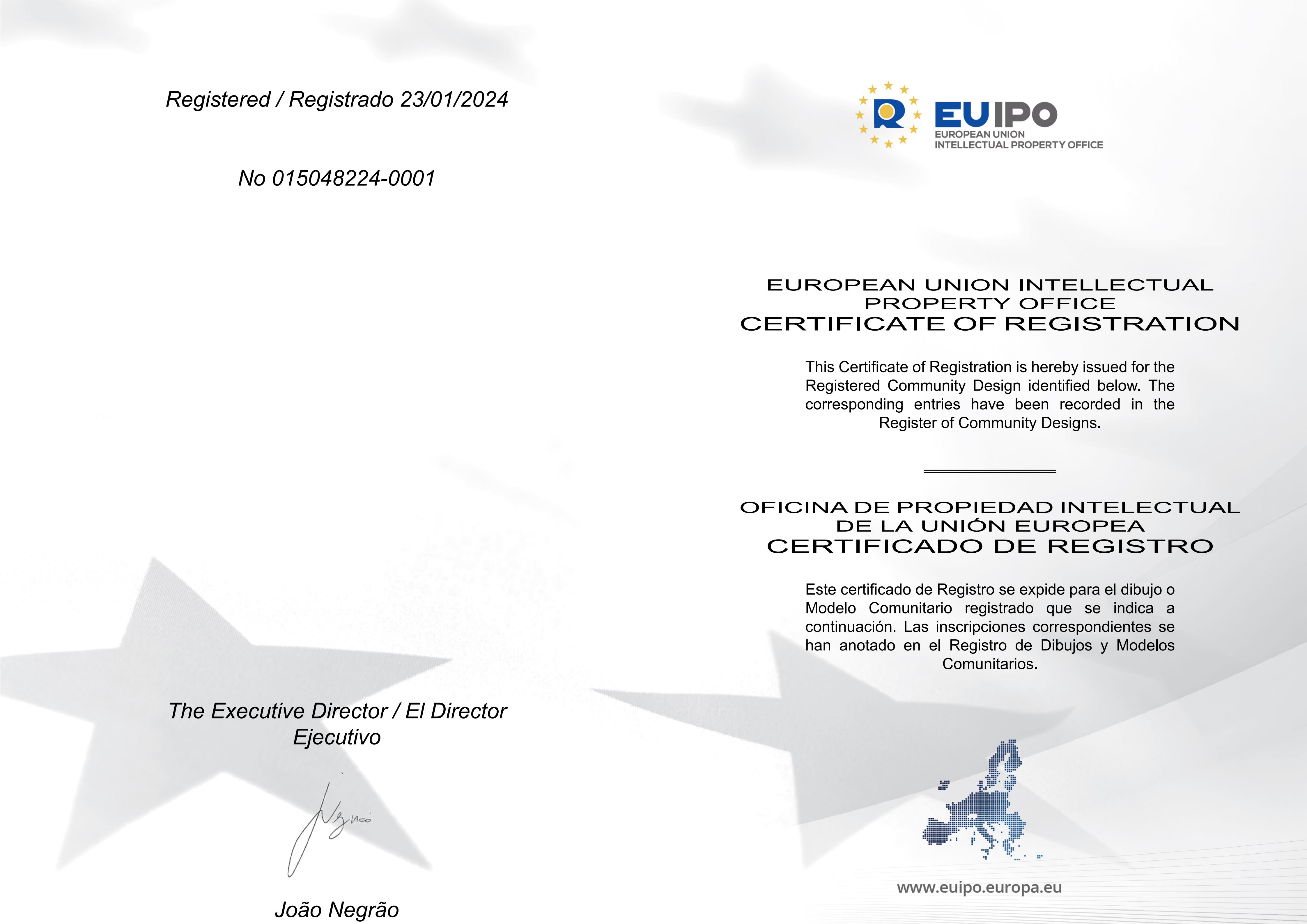 Kinglong Lighting product appearance design patent certificate