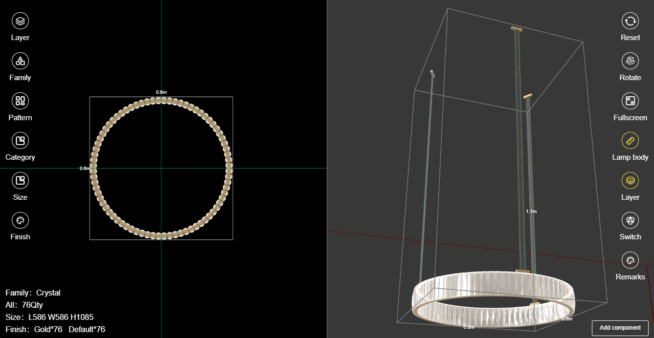 interface kinglong lighting online design tool
