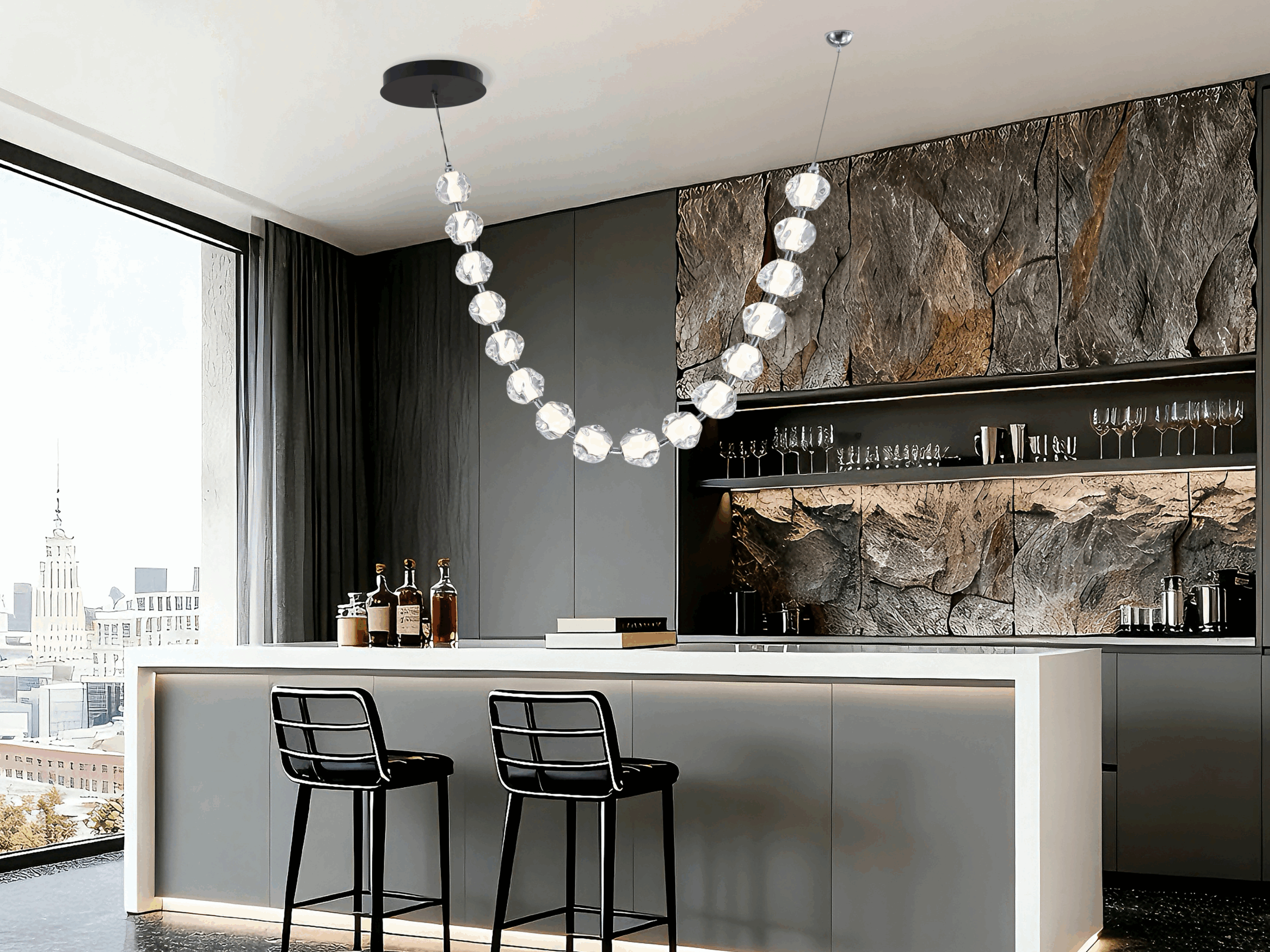 Kinglong Lighting Cobblestone bespoke acrylic chandelier designed for luxury home spaces