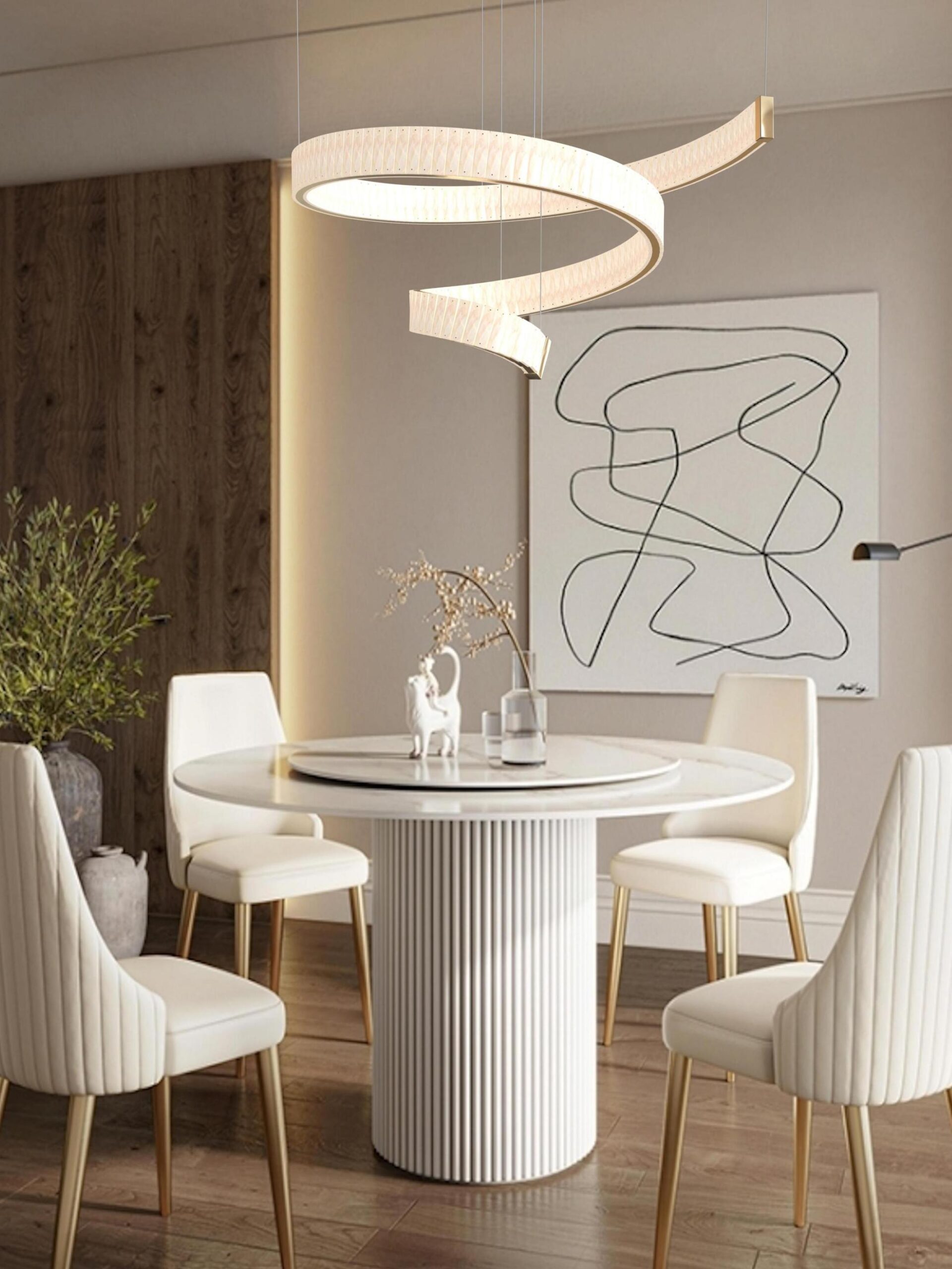 A crystal-made pendant hang at the living room.