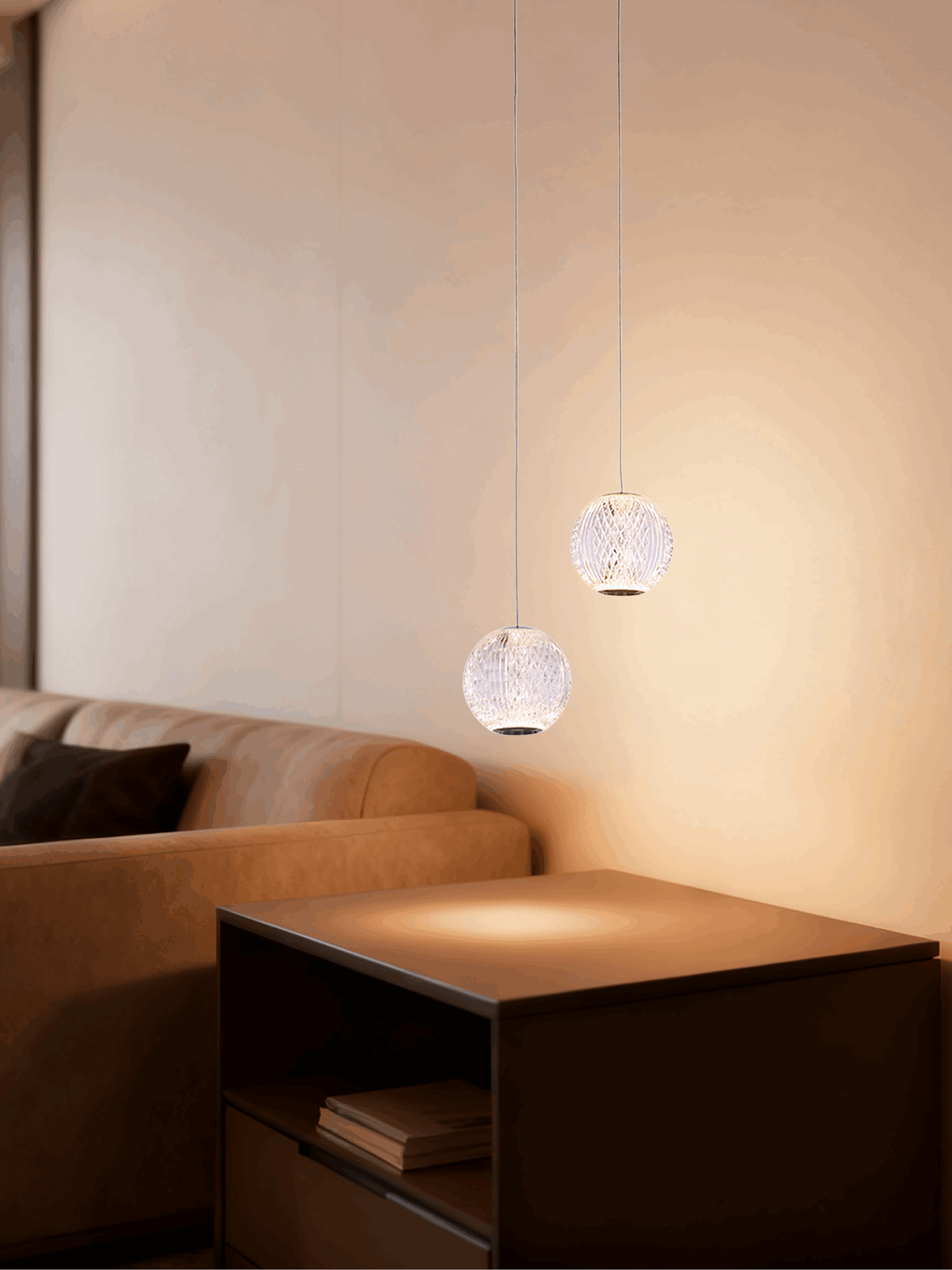 An acrylic-made pendant lighting for bedroom