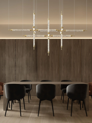 Tubular pendant lighting for meeting room.