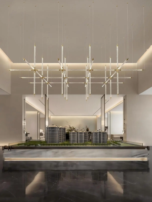 Tubular pendant lighting for commercial space